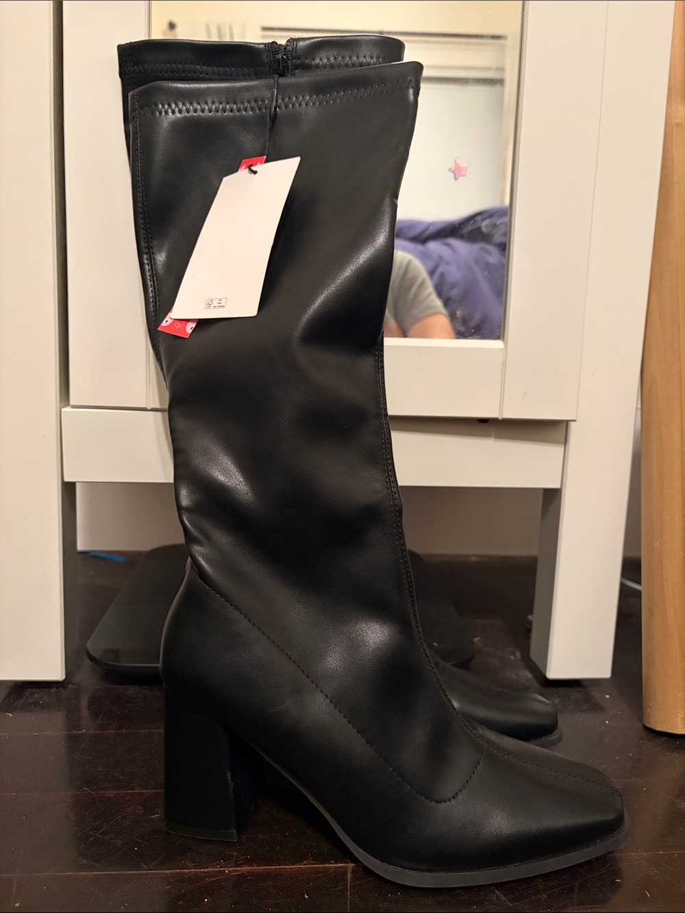 NWT Cider Black Mid-Calf Block Heel Boots